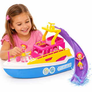 Barco de Brinquedo Polly Iate Judy Boneca e Acessorios Brinquedo de Piscina Agua Areia Praia