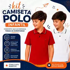 KIT Camiseta Gola Polo Menino Criança Camisa Algodão Infantil e Juvenil 1 ao 14 anos