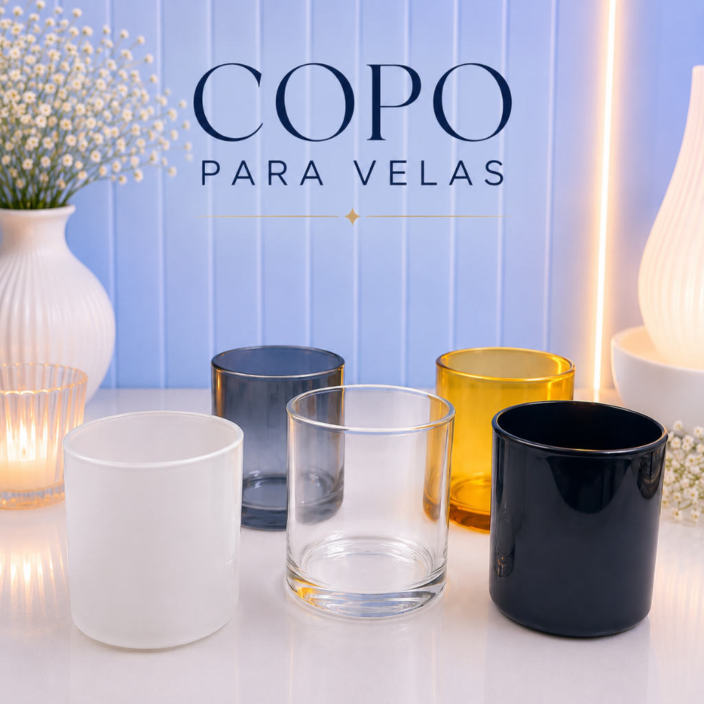 Copo de Vidro Decorativo Colorido Porta-Vela Cachepô Moderno Sala Lavabo