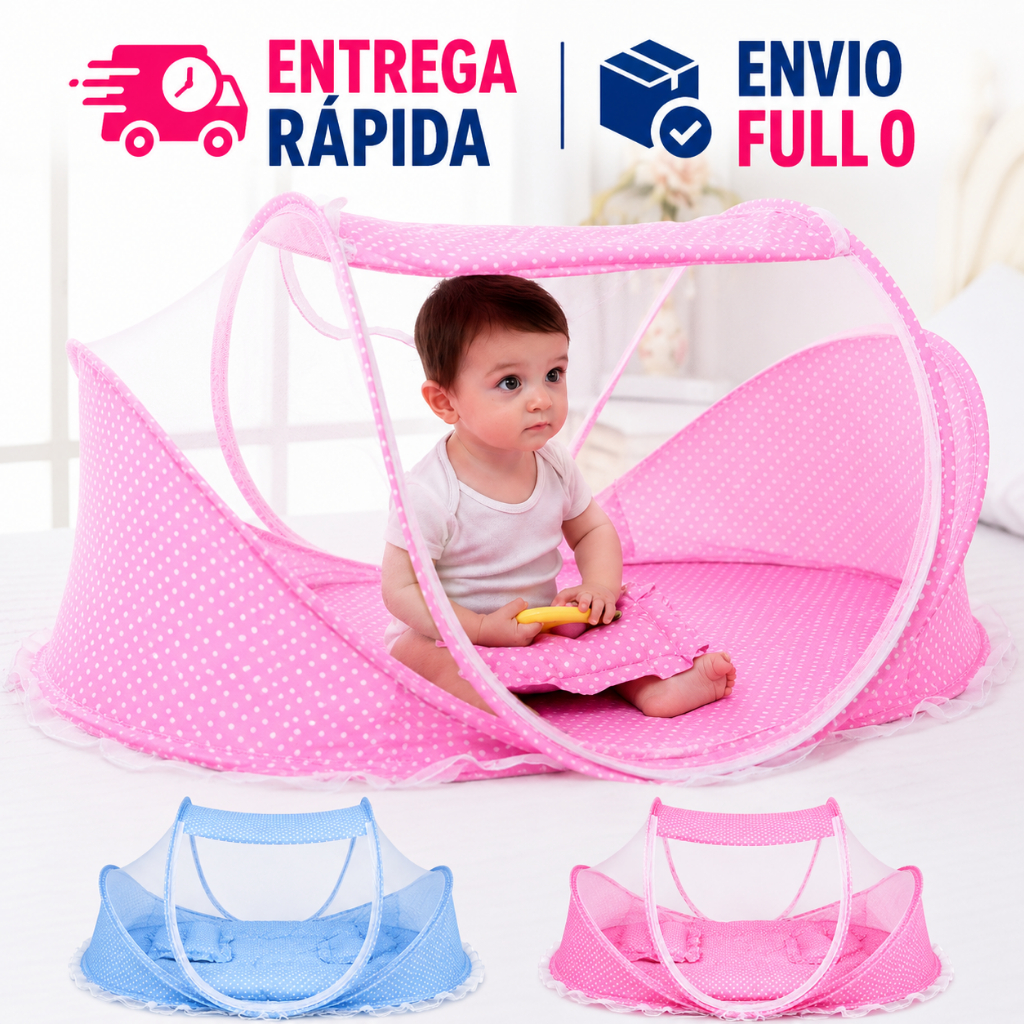 Berço Portátil Mosquiteiro Acolchoado Travesseiro Camping Viagem - DMB6994/DMB6993/DMB6992