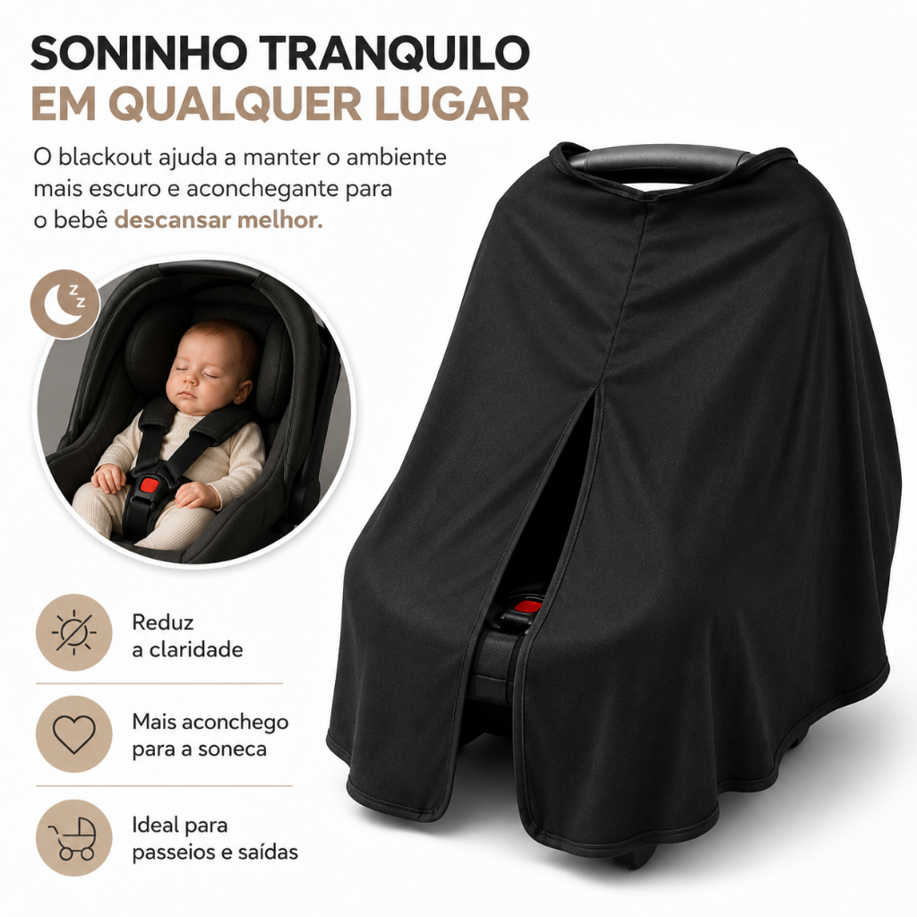 Capa Protetora Bebê Conforto Carrinho Sol Vento Universal Capota blackout Proteção Solar Cortina bebe tapa sol
