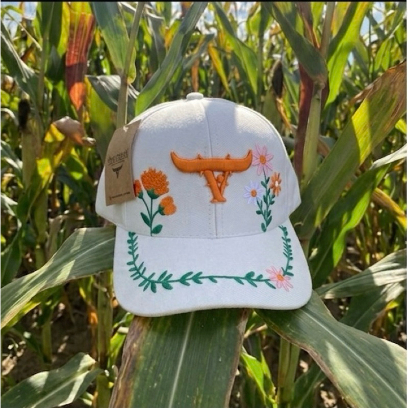Boné agro original masculino e feminino country bege flores bordado, bone de telinha trucker