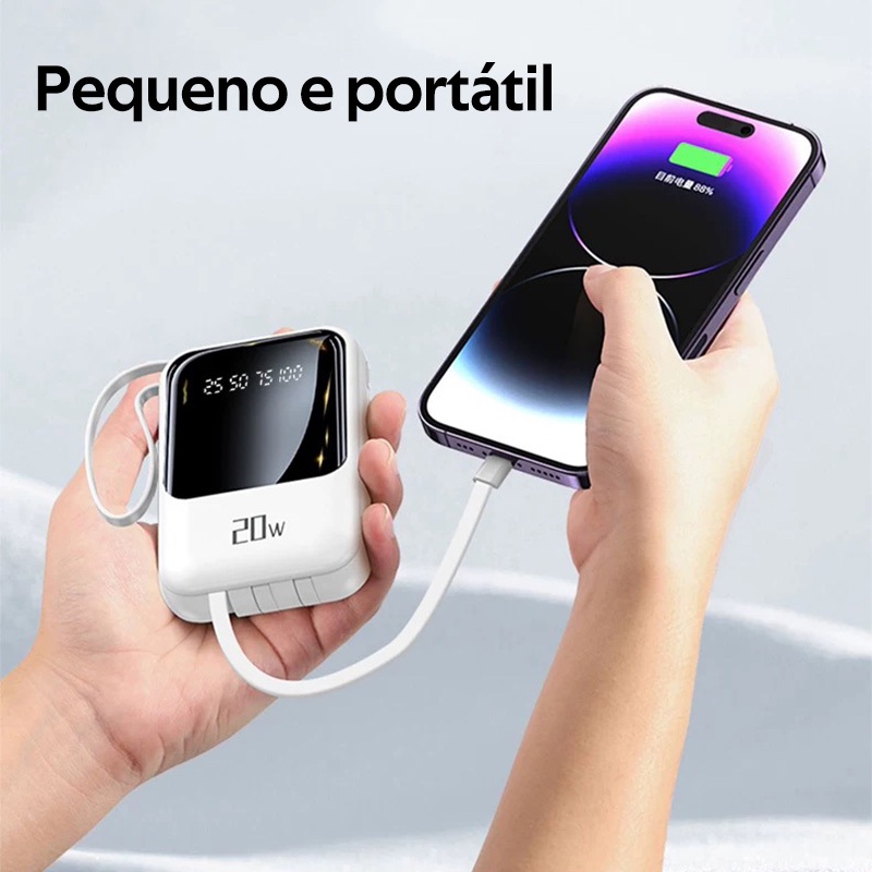 Carregador Portátil 10000mah con 4 cables de carga rápida Banco de energía digital LED -A6