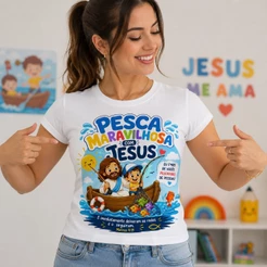 Camiseta Gospel, Ministério infantil, Pesca maravilhosa com Jesus