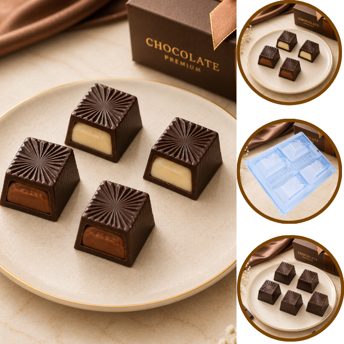 1~5 Forma silicone bwb p/chocolate (3partes) cod 10037 - Bolinho Riscado 145g(CHOCO)