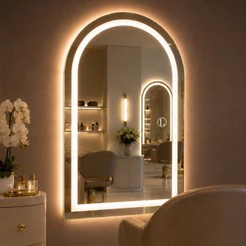 Espelho Lopazz Oval Jateado 3 Cores De Led Botão Touch 90x60cm para Lavabo,Penteadeira,Salão e Banheiros