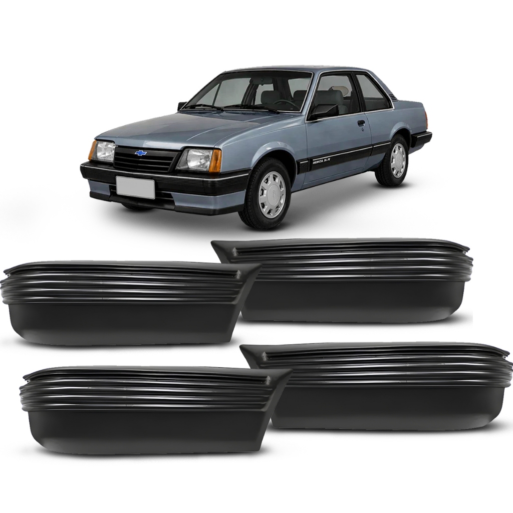 Kit Polaina Parachoque Monza 83 a 90 Preto Ponteira Dianteira E Traseira