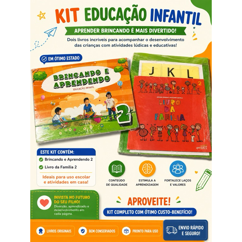Kit Educação Infantil Brincando e Aprendendo + Livro da Família 2 | Material Pedagógico