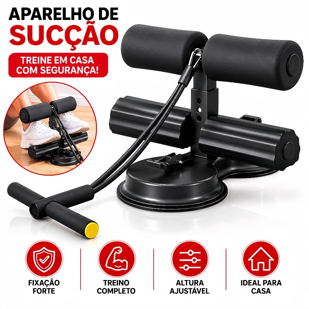 Aparelho Abdominais Ventosa Forte Com Elástico Extensor Portátil Academia Em Casa Treino Multifuncional Ajustável
