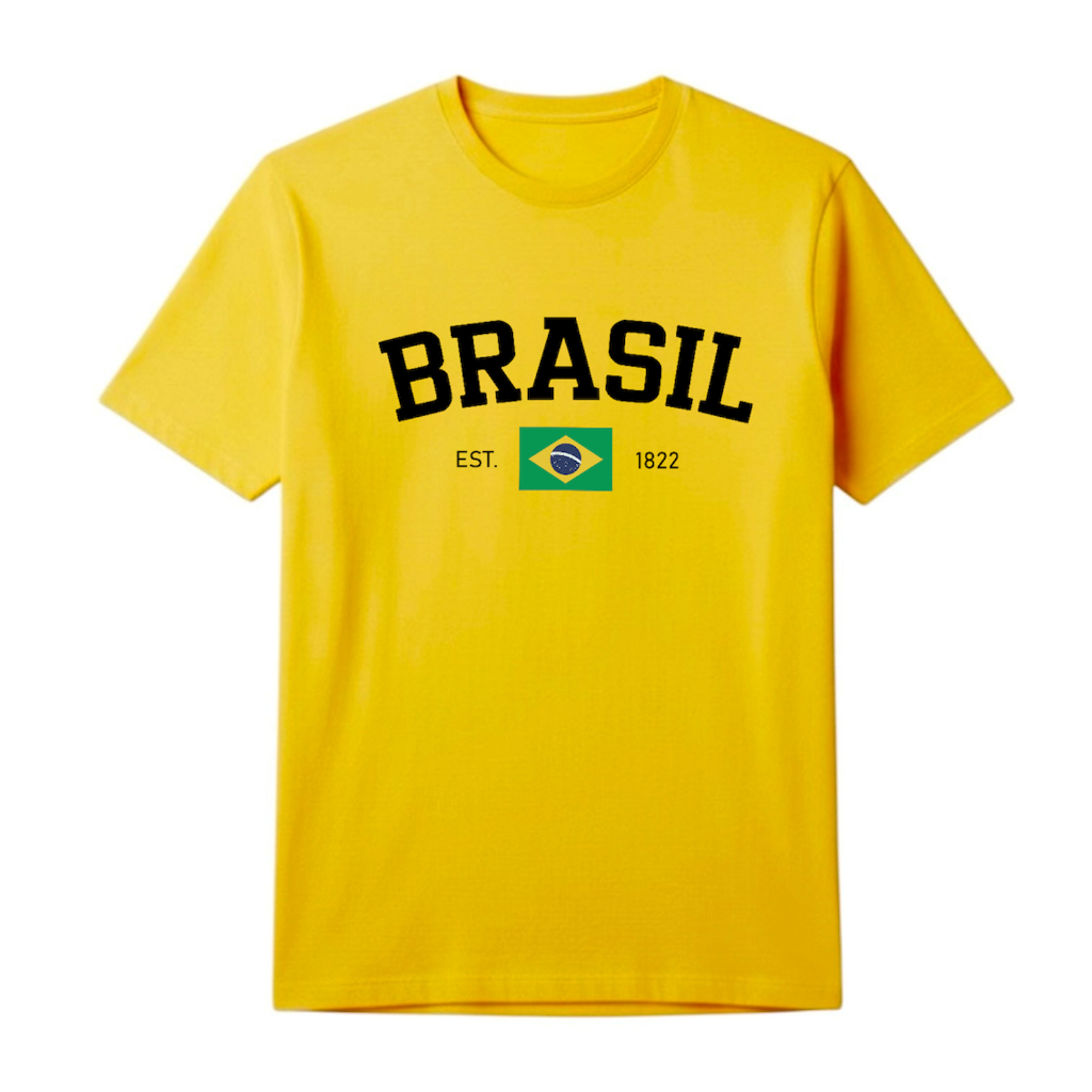 Camiseta Brasil 100% Algodão Unissex Algodão 30.1 Estampa Alta Qualidade Premium