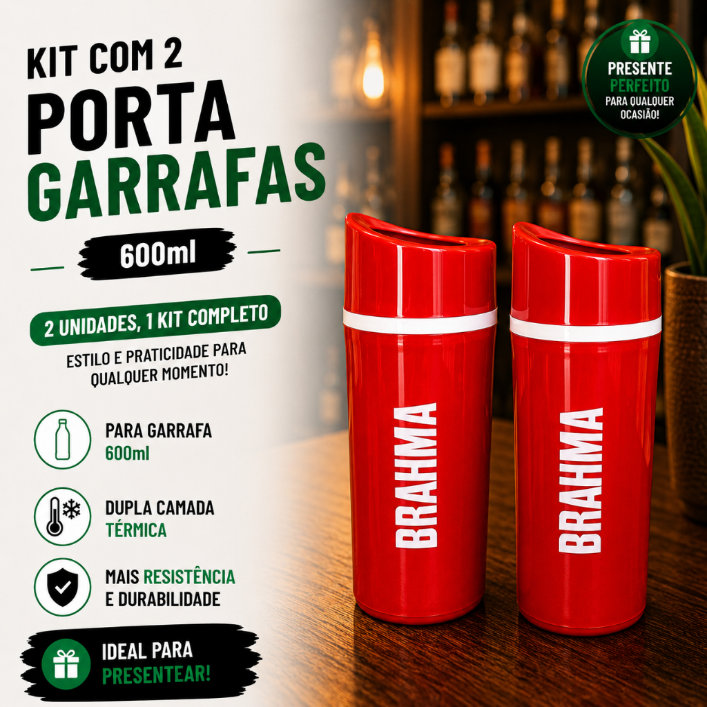 2  Porta Garrafa 600ml Térmico Brahma Camisinha Cerveja