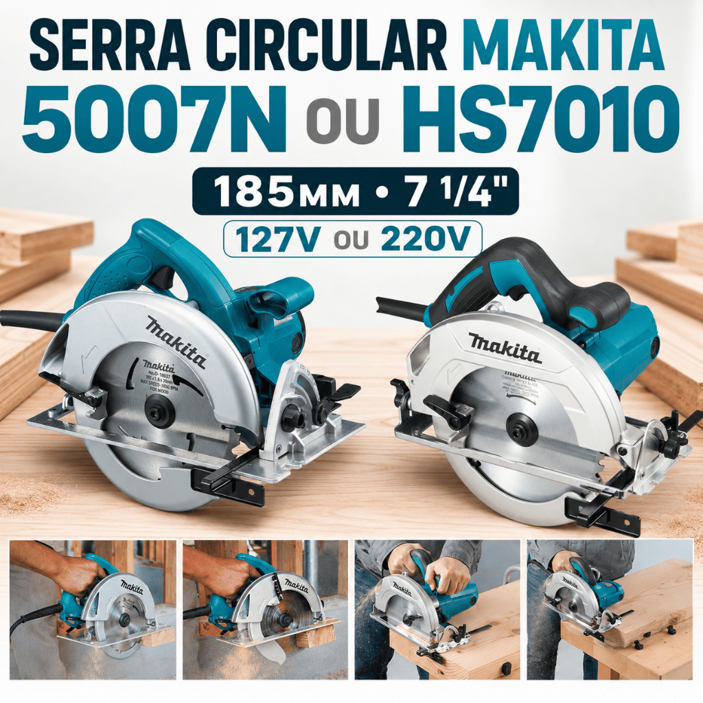 Serra Circular Makita 5007N HS7010 185mm 7 1/4" 1800W 1600W Corte Madeira MDF 127V 220V Profissional
