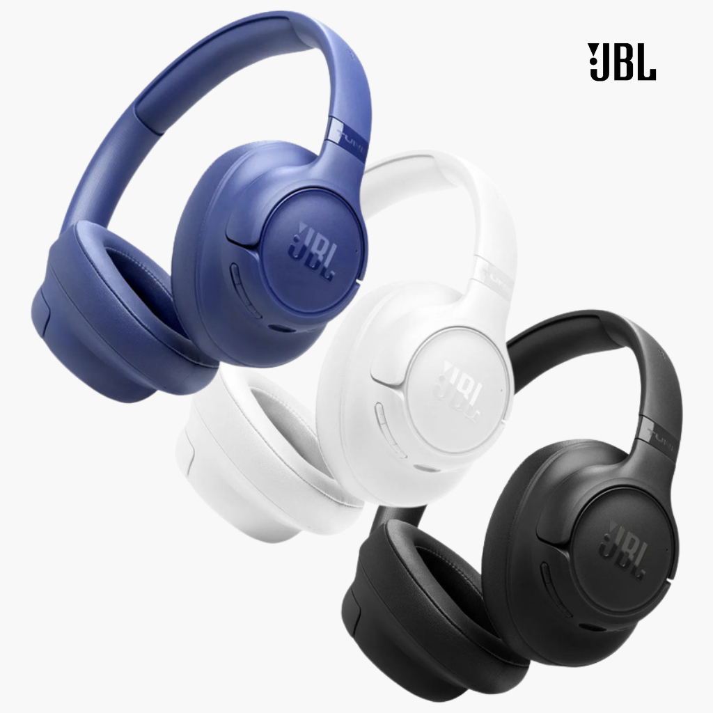 Fone de Ouvido JBL Preto Branco Azul Tune 730BT Bluetooth Sem Fio Headphone Dobrável Azul com Pure Bass