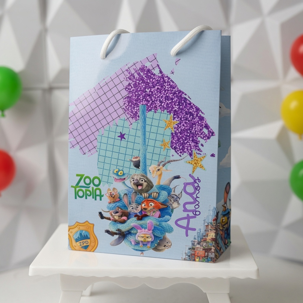 SACOLINHA  ZOOTOPIA PERSONALIZADA M/LEMBRANCINHA DE FESTA/ANIVERSARIO