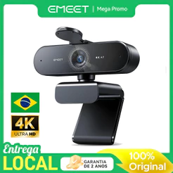 Webcam EMEET NOVA 4K Profissional Autofoco Microfone Duplo Home Office Videoconferência PC Notebook