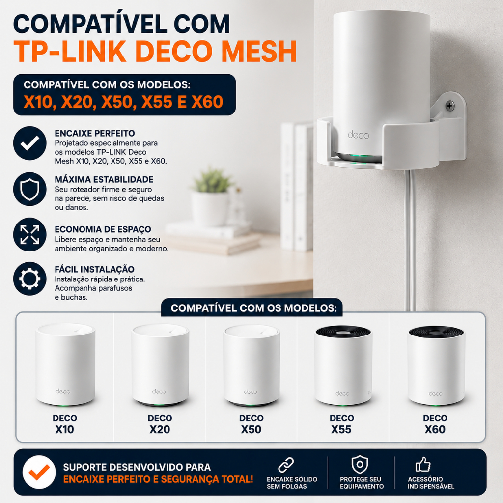 Suporte de Parede para Roteador Tp-link Deco Mesh  X10 X20 X50 X55 X60