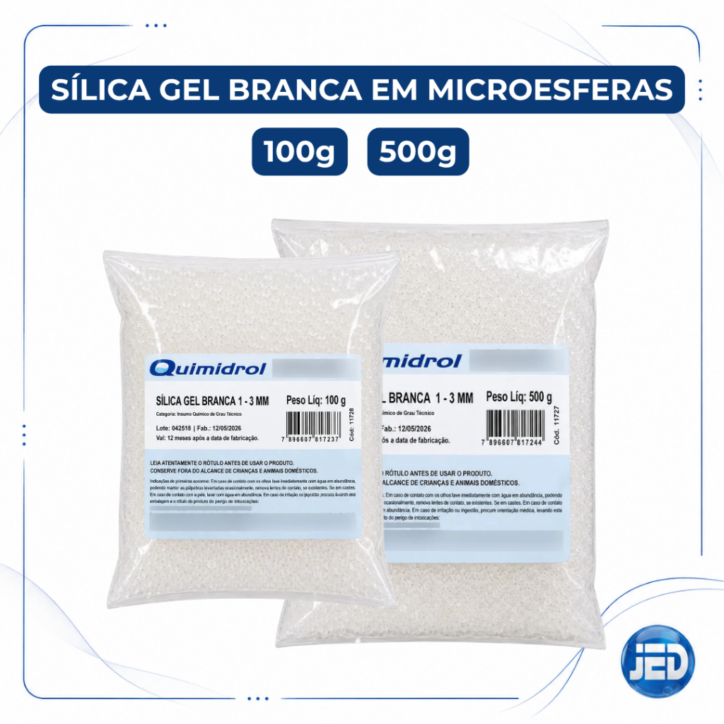 Gel De Sílica Branca 1-3mm Quimidrol Desumidificador Proteção Contra Mofo E Oxidação