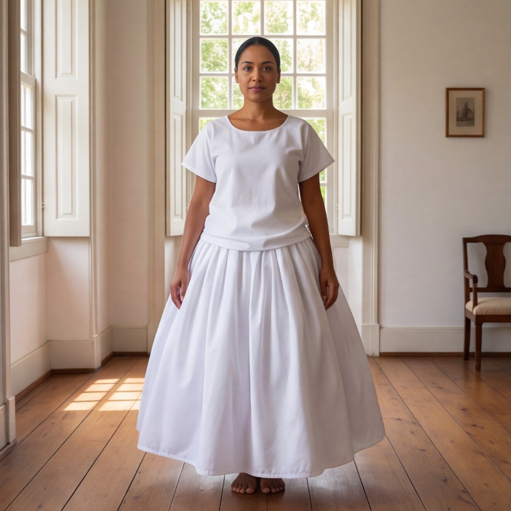 Conjunto Feminino Umbanda Candomblé Saia E Bata Camisu Branco