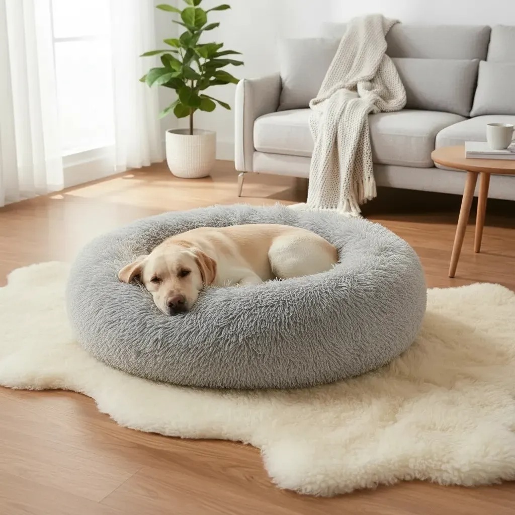 CAMINHA DONUT NUVEM PET PELUCIA REDONDA CAMA PELUCIADA NINHO CASINHA COLCHONETE FUNDO ANTIDERRAPANTE