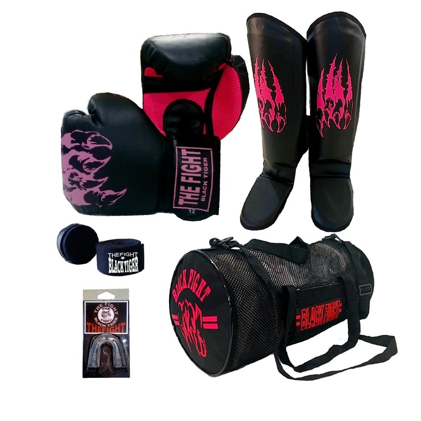 kit,Luva+bandagem+Bucal+Bolsa+caneleira