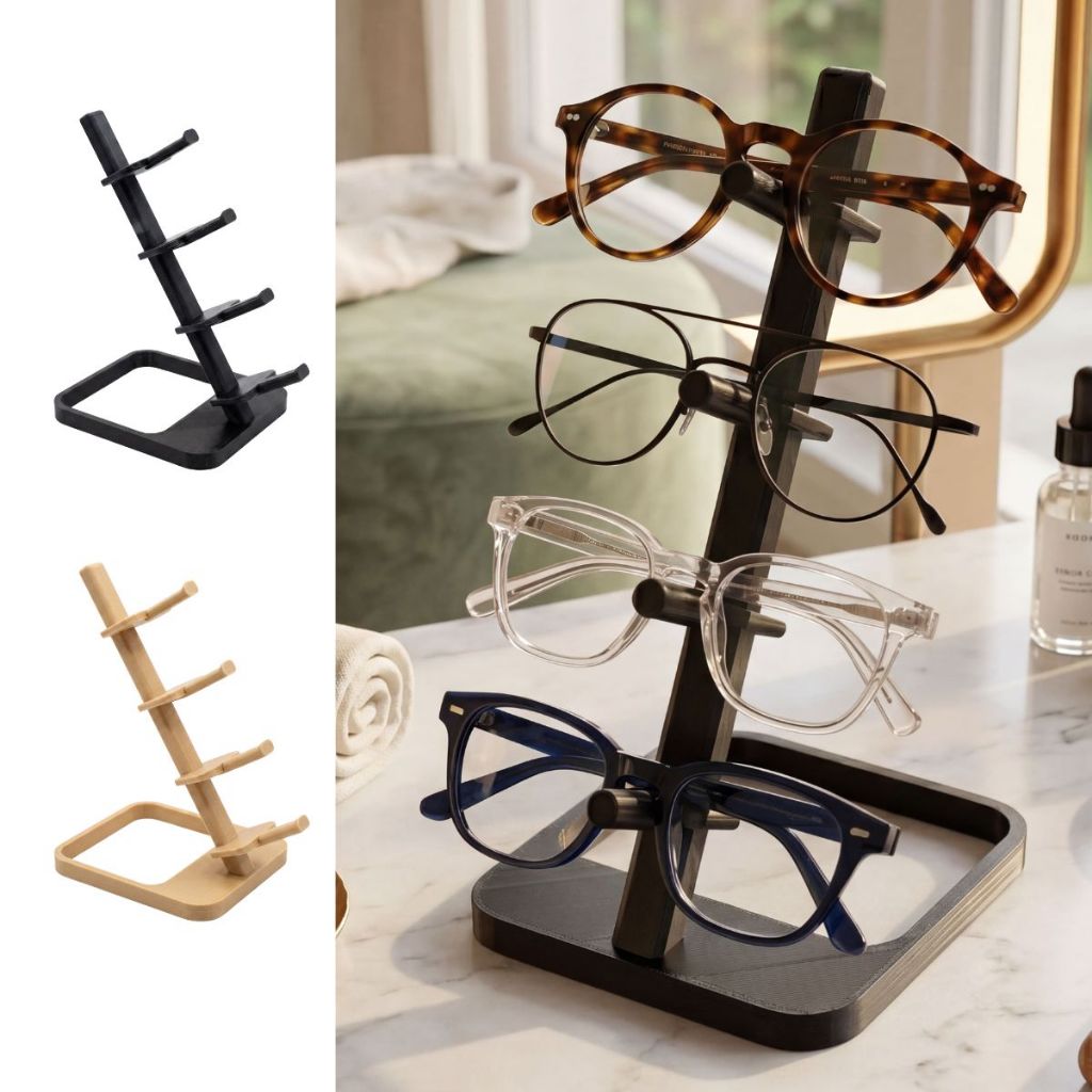 Organizador Porta Óculos 4 Lugares Expositor Suporte de Mesa Premium