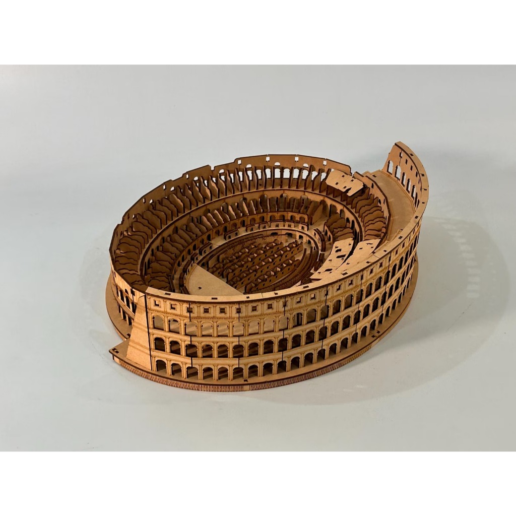 Quebra-cabeça Miniatura Coliseu Arquitetura Roma Antiga Mdf Cru