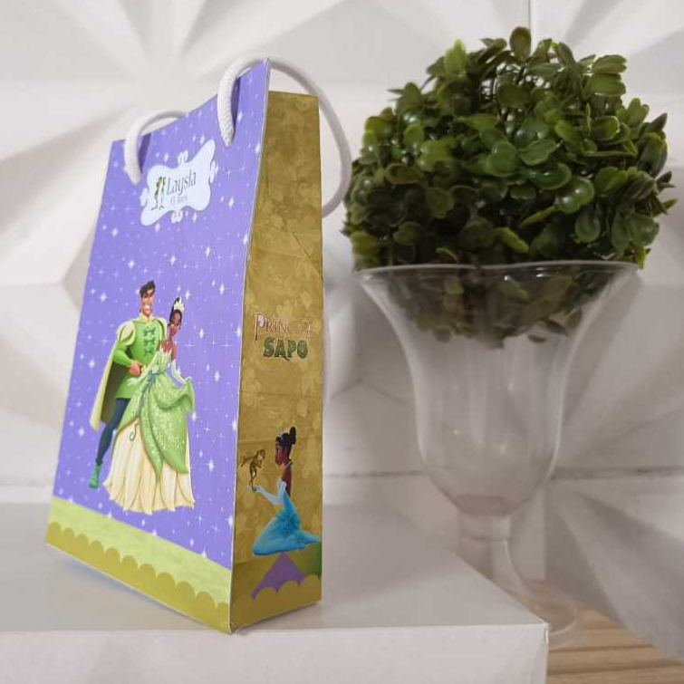 Sacolinha P Personalizada Tiana A Princesa e o Sapo Festa Aniversário Infantil Lembrancinha Menina