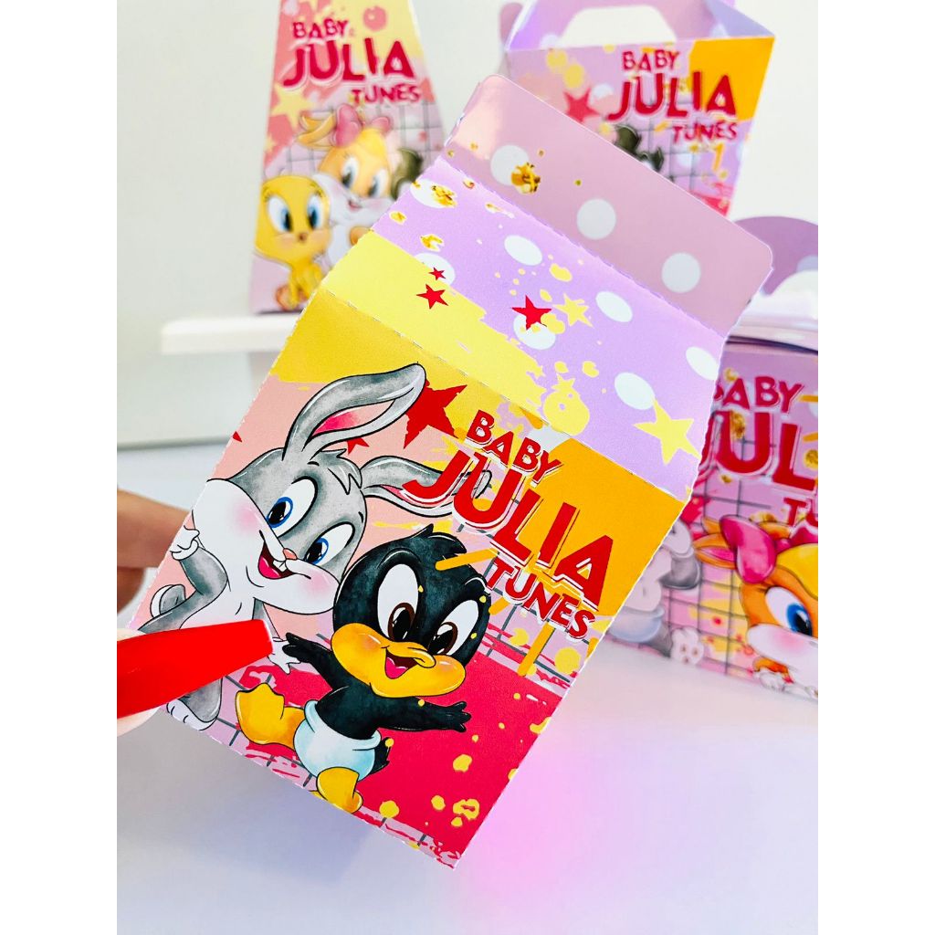 KIT FESTA  LOONEY TUNES MENINA CAIXINHAS PERSONALIZADAS LEMBRANCINHA DE FESTA