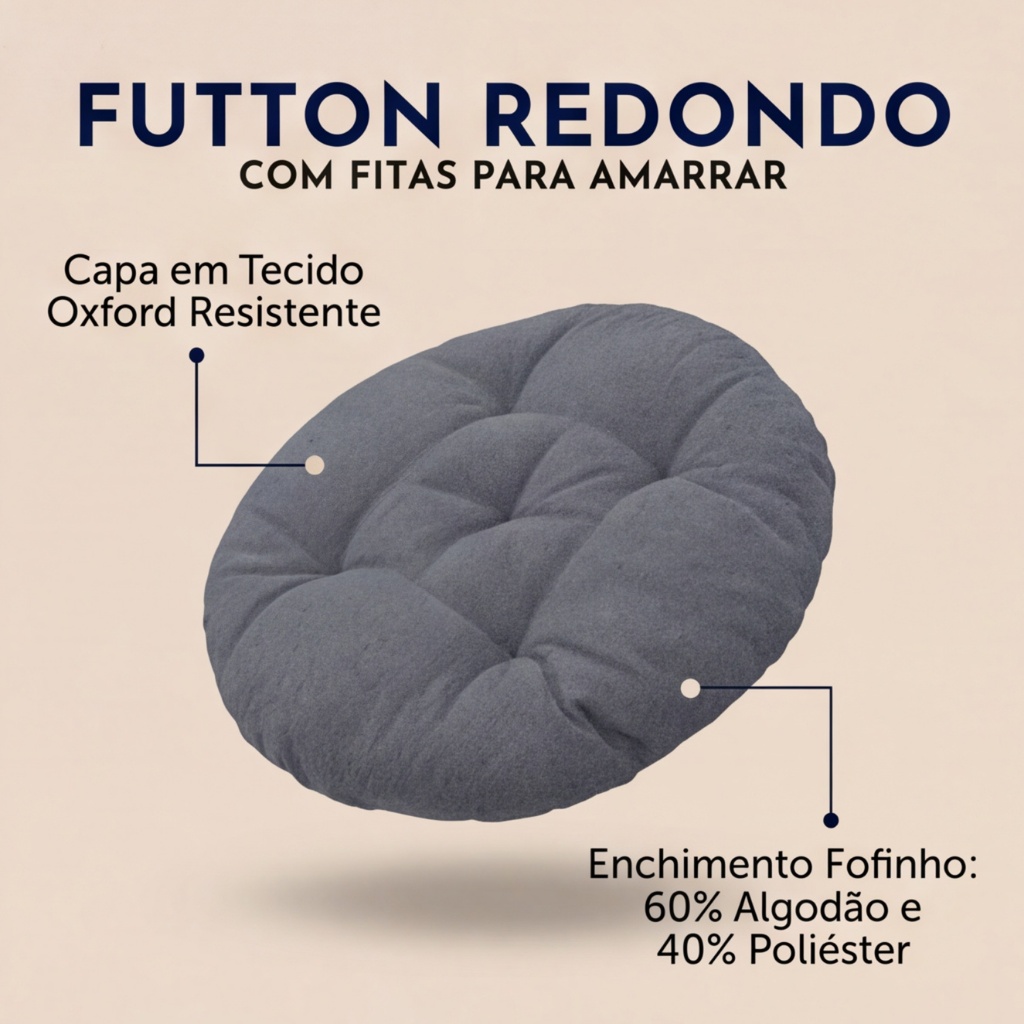 Kit 4 Futon Assento Cadeira Redondo 40cm Decorativo Macio Banco Banqueta Pallet Sofá Poltrona