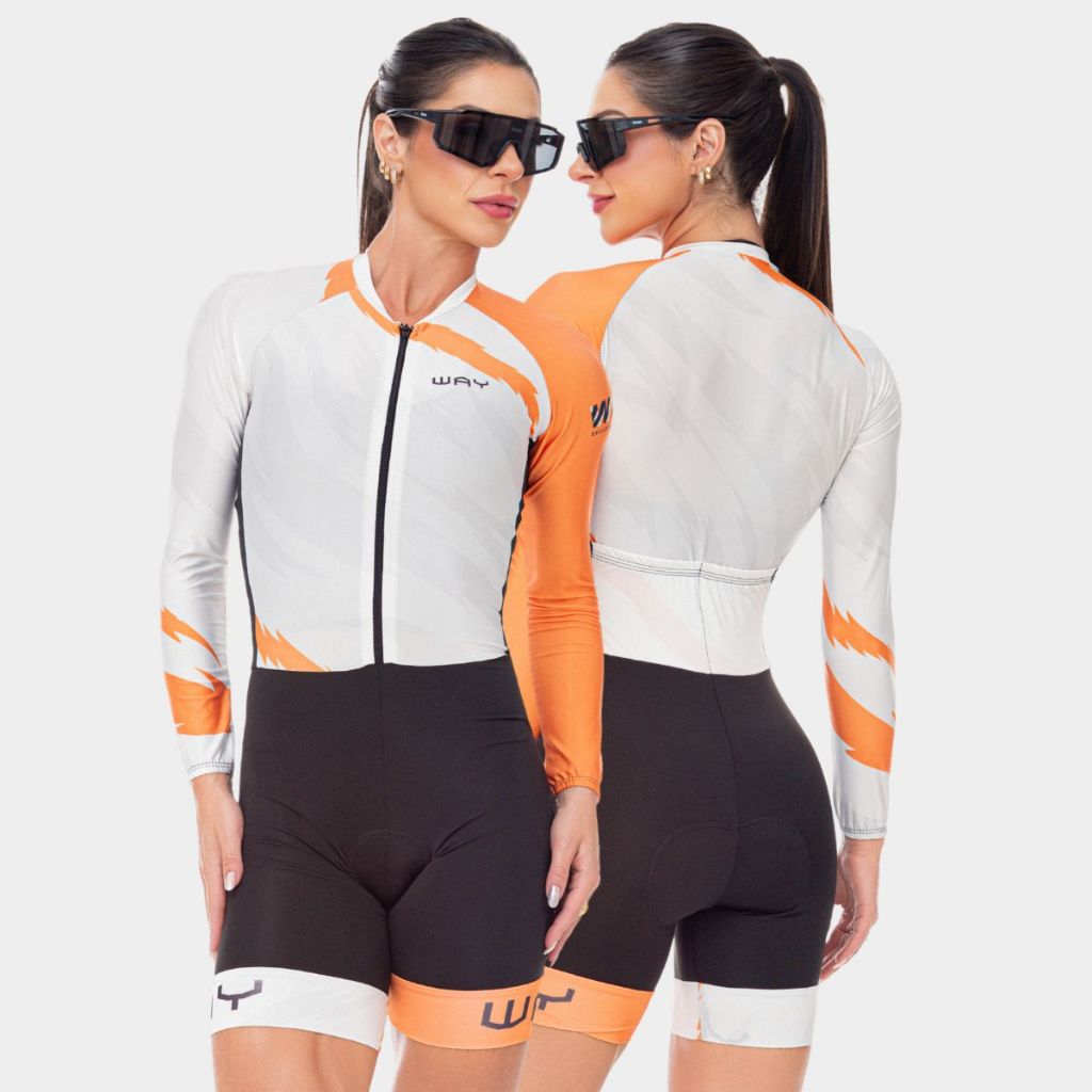 Macaquinho Macacão Ciclismo Feminino Manga Longa Inverno Forro Gel D100 Bike Bicicleta Ciclistas