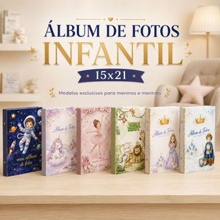 Album Infantil 15x21 Capa Dura 40 a 100 Fotos Menino Menina Bebe Lembranca Recordacao Memorias