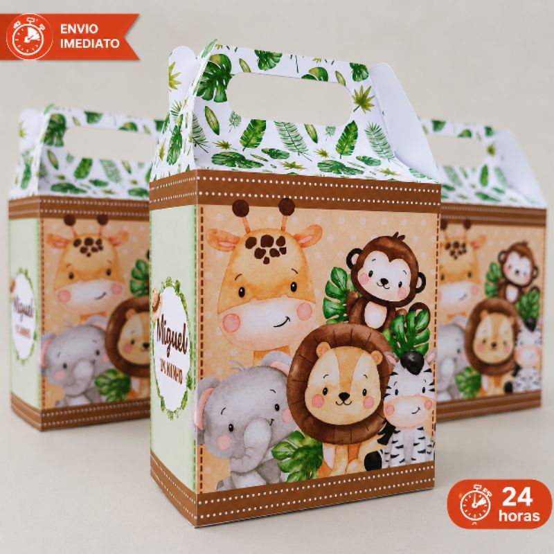 Caixa Maleta Personalizadas do Safari / Lembrancinha / Festa Infantil / Aniversário
