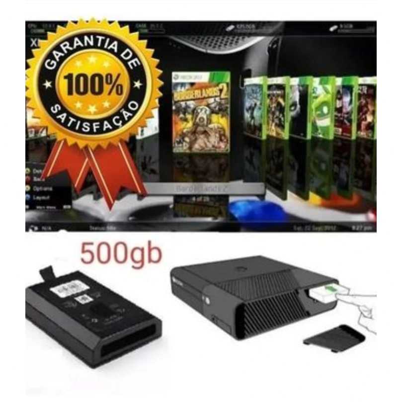 HD Xbox 360 com + 200 jogos jtg rgh