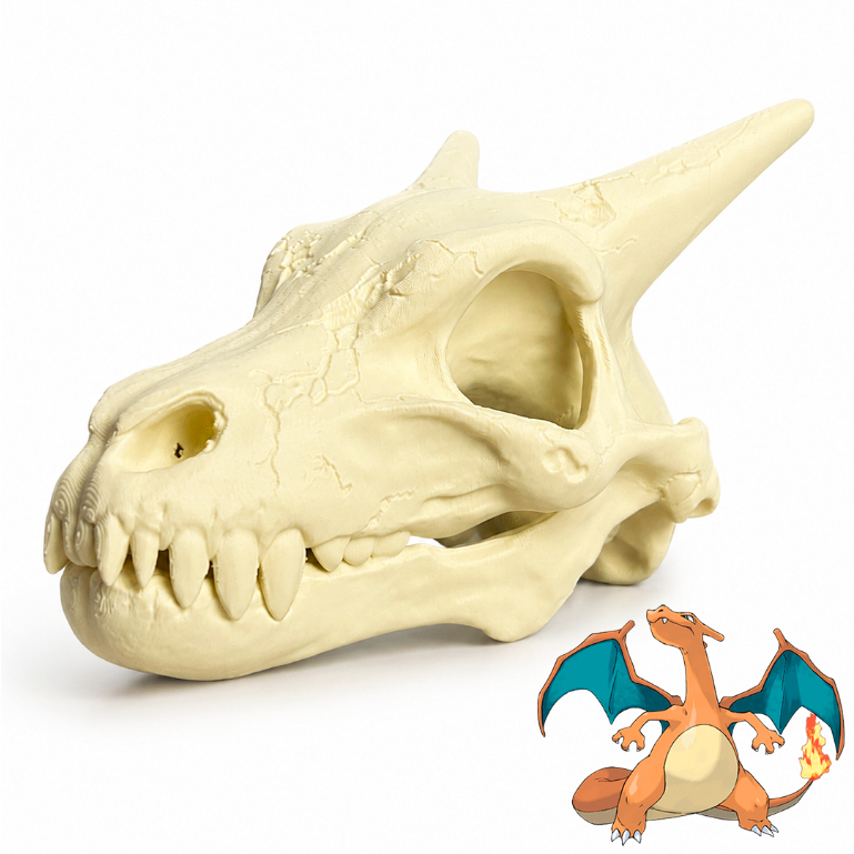 Crânio Estilo Charizard Decorativo Dragão Marfim Para Setup Gamer de fogo