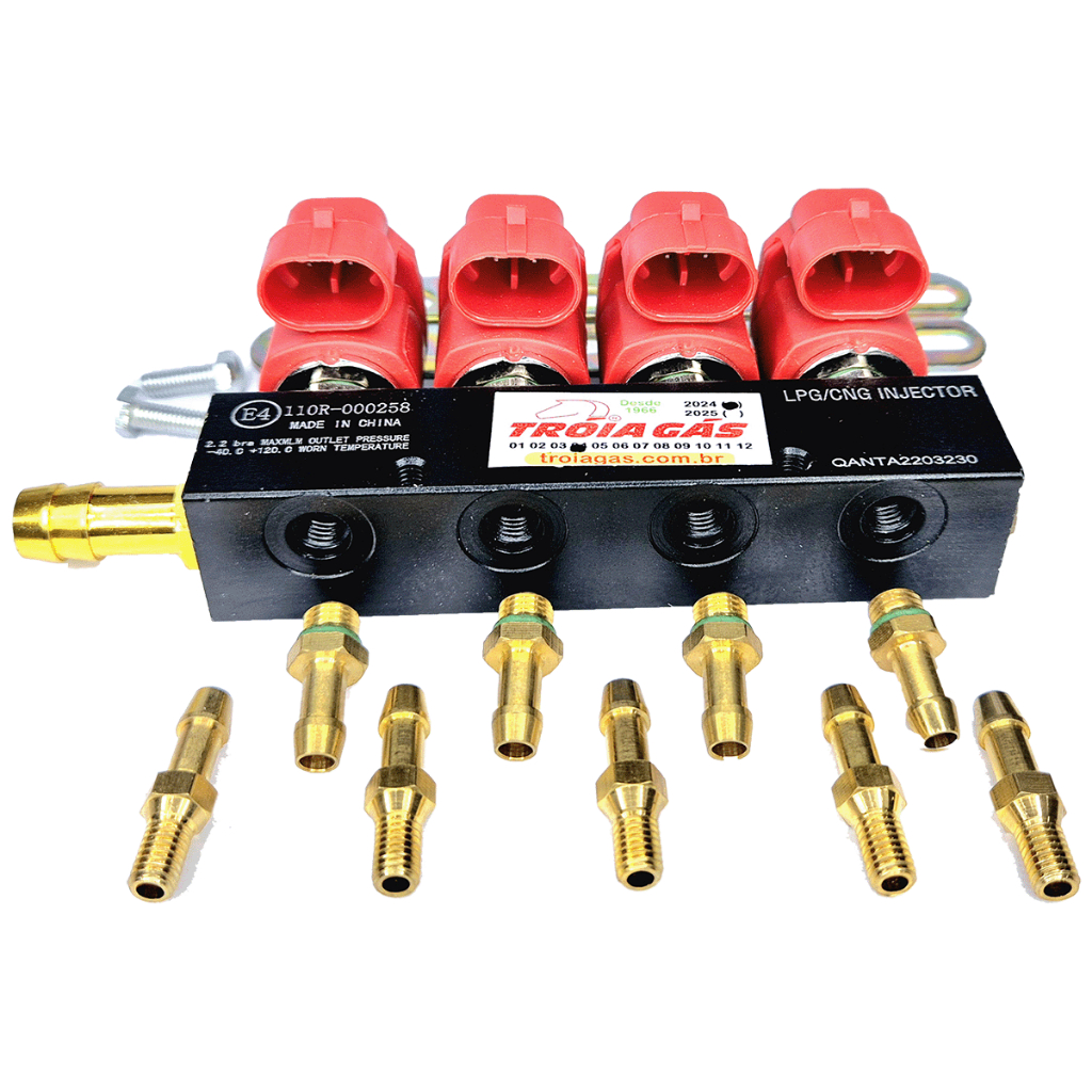 Rampa 4 Bicos GNV 5ª geração Flauta 3 Ohms Modelo VALTEK GAS 12mm