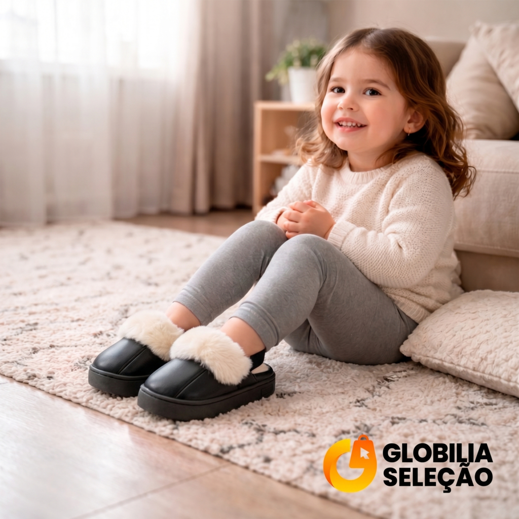 Pantufa Infantil Chinelo De Casa Menino Menina Impermeáveis com Pelúcia Forro Confortável Inverno FTX0057CE