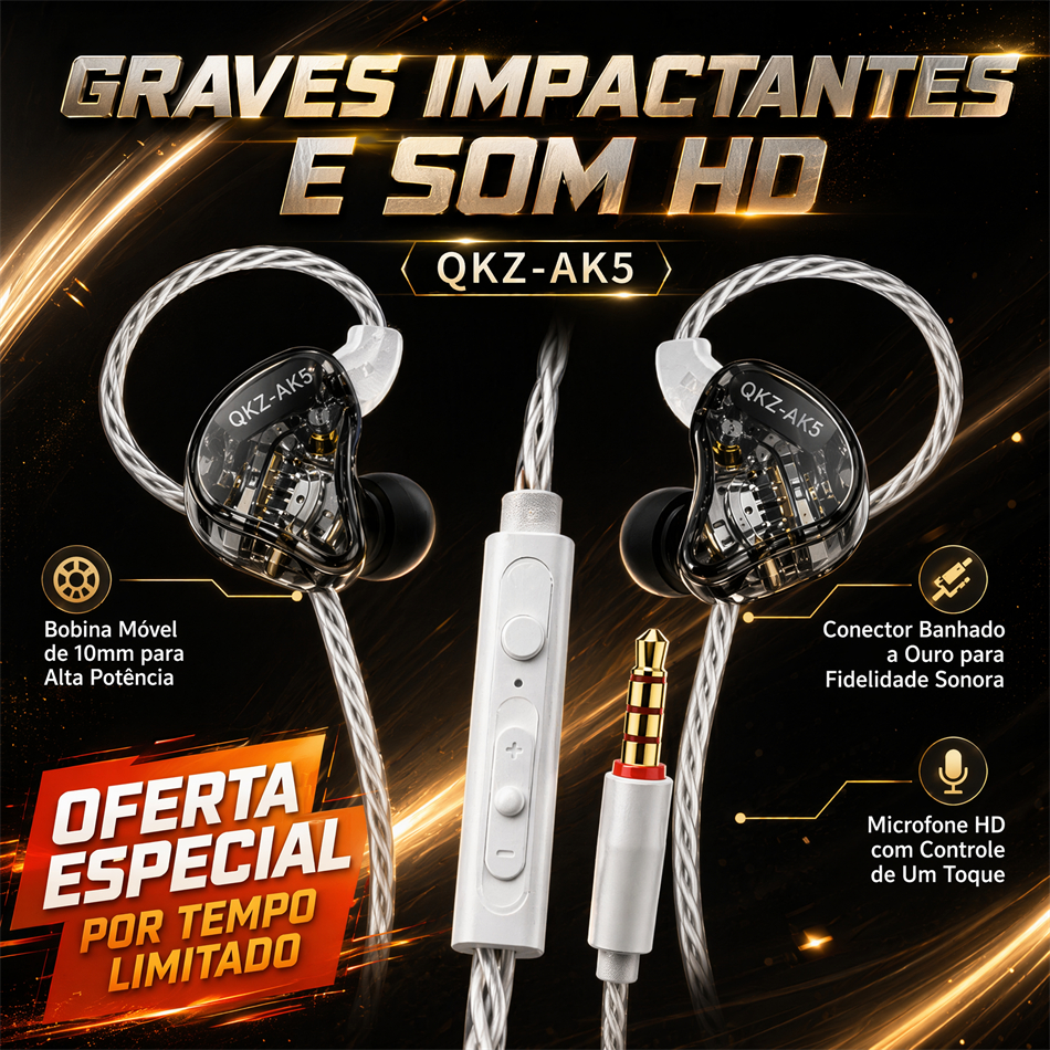 Fone de Ouvido In-Ear com Fio P2 3,5mm Controle de Volume Microfone para Celular Jogos Música