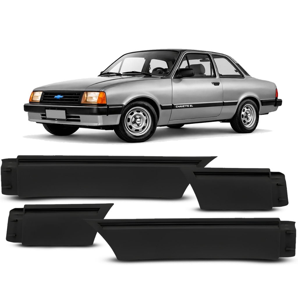 Kit Polaina Parachoque Chevette 1987 a 1993 Ponteira Dianteira e Traseira Sem Friso
