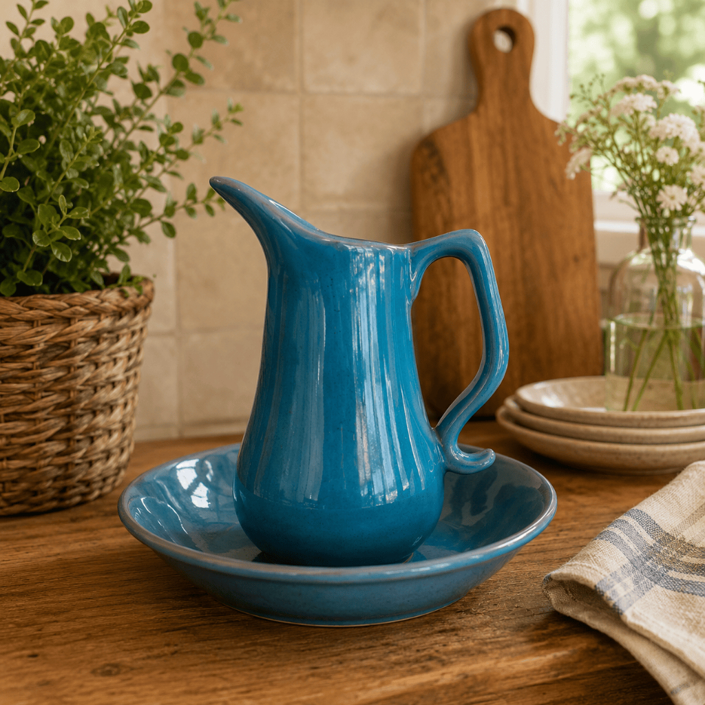 Enfeite Decorativo Jarro com Bacia para Mesa Cozinha Sala