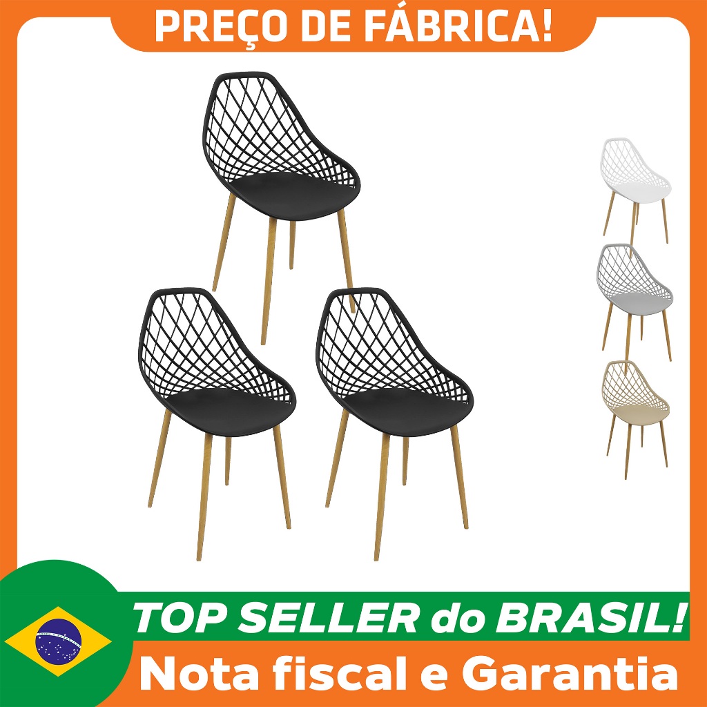 Kit 3 Cadeiras Cleo Cloe Clarice Web Jardim Assento Polipropileno