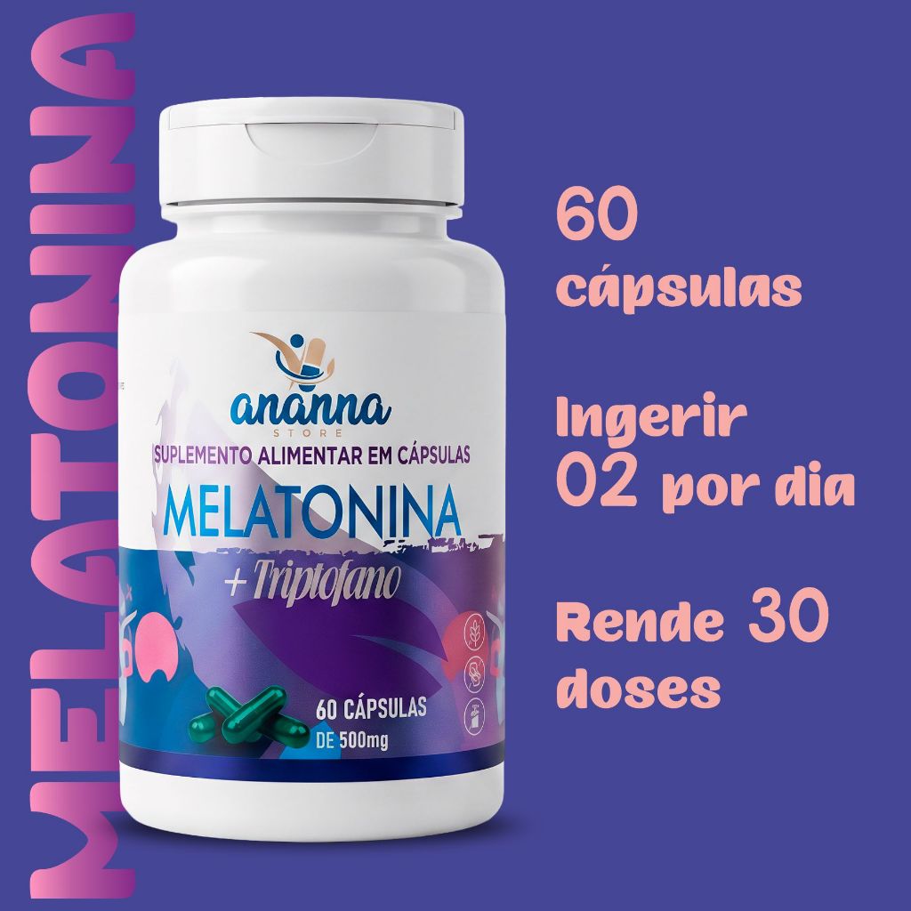 Melatonina c/ Triptofano 500mg 60caps Suplemento Premium — imagem 2 de 2