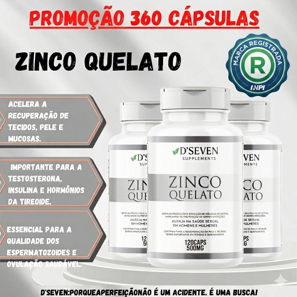 ZINCO QUELADO 120 CAPS AÇÃO DE 30MG POR CAPSULA PURO ZINCO 100% SUPLEMENTO MINERAL CÁPSULAS NUTRIÇÃO