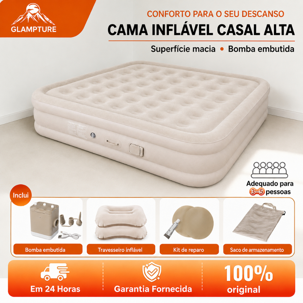 Glampture Colchão Inflável Automático Solteiro/Queen/King Colchão Casal inflável Com Bomba Embutida Camping Equipment