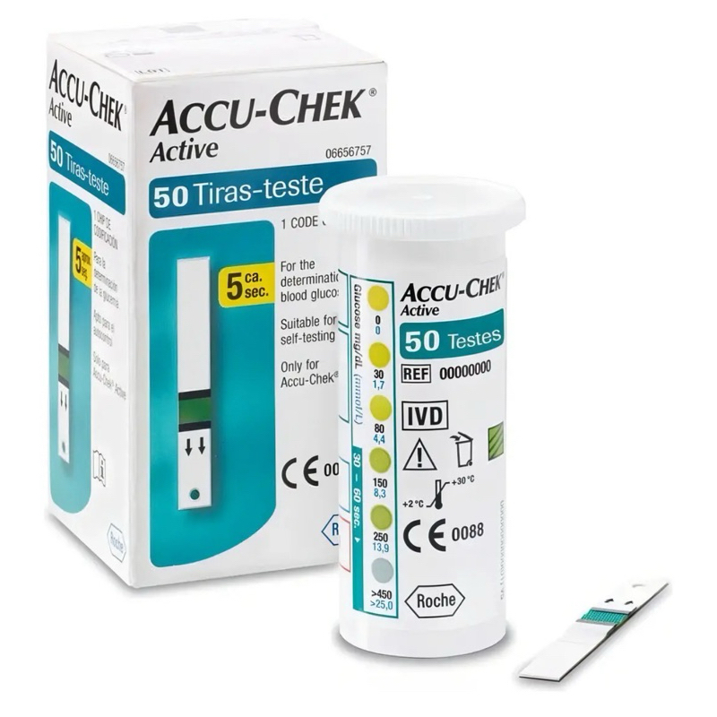 Tiras Para Medição de Glicose Accu chek Active Caixa com 50 Un
