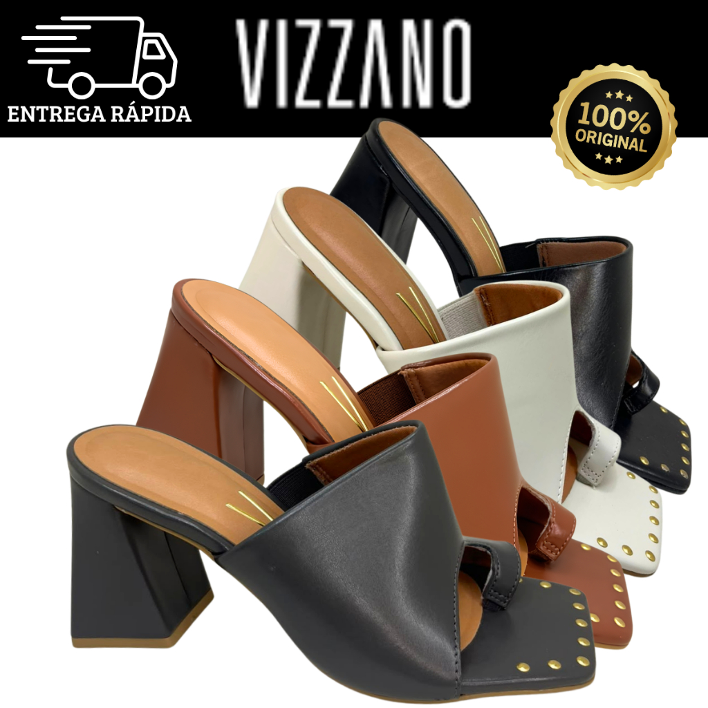 Tamanco Vizzano Salto Bloco Medio 7cm Feminina Elegante e Super Confortavel