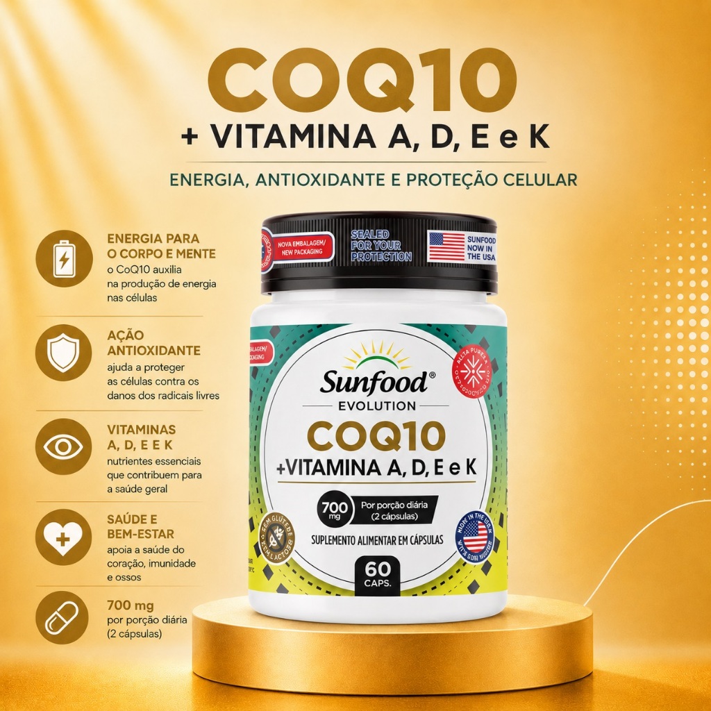 COENZIMA Q10 + VITAMINA A D E K 700MG 60 CÁPSULAS SUPLEMENTO