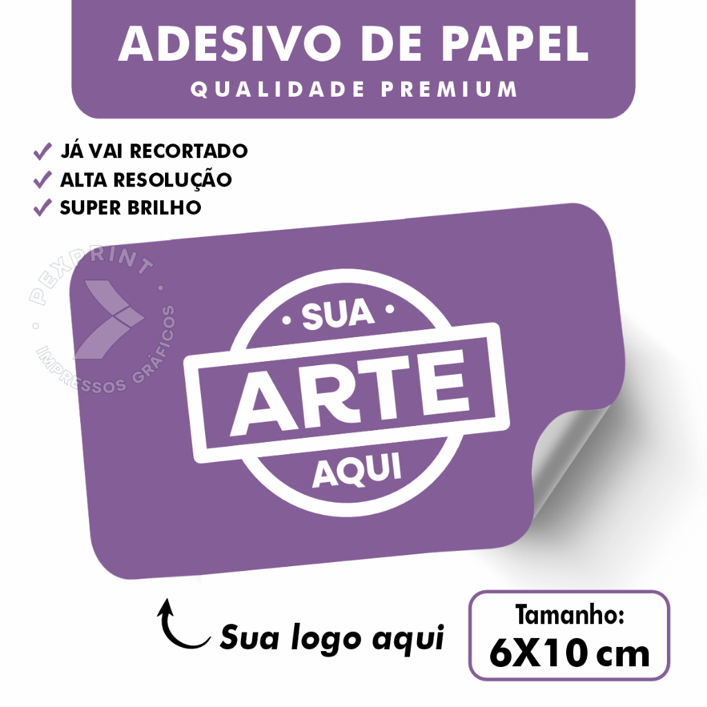 Adesivo Etiquetas 6x10 cm Personalizadas c/ sua Arte