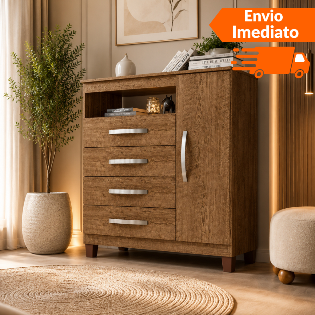 Cômoda Sapateira Cannes Porta e Prateleira + 4 Gavetas ENVIO IMEDIATO