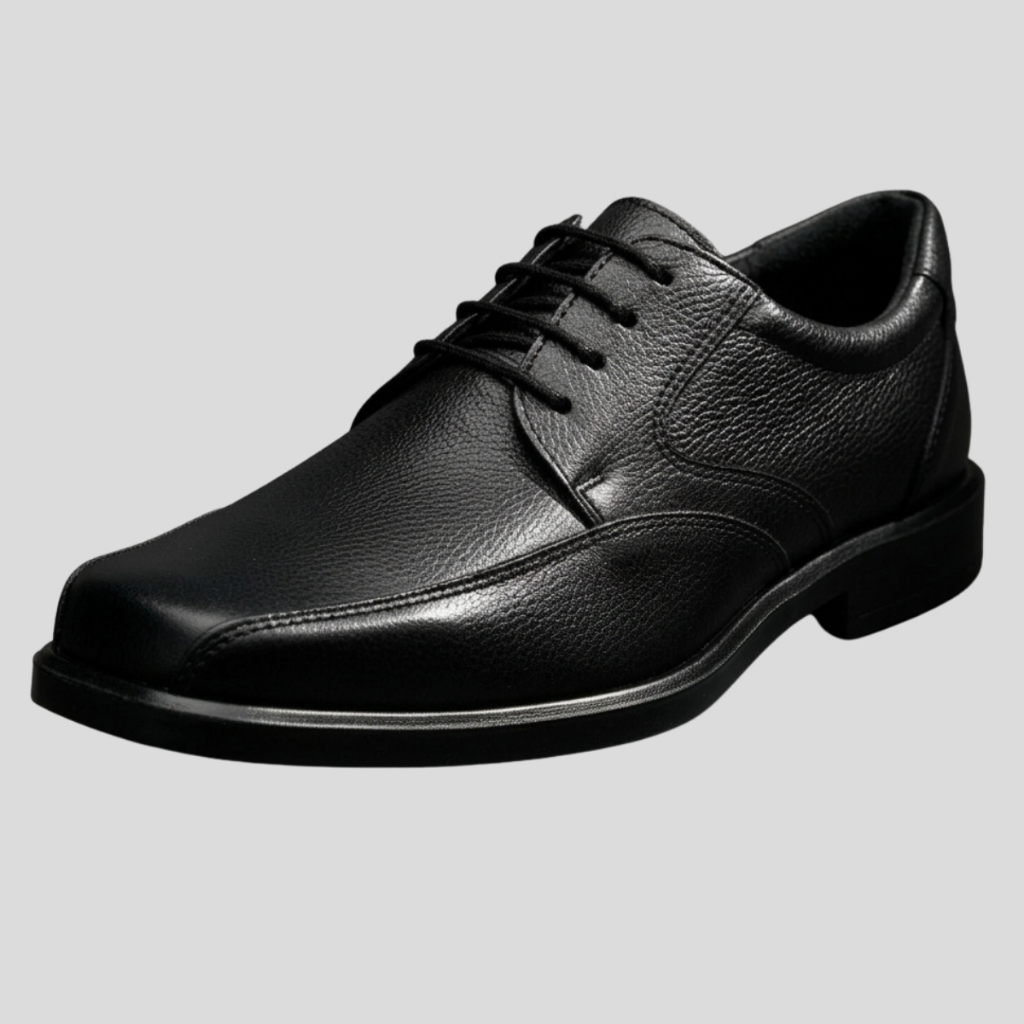 Sapato Social Preto De Couro P/ Trabalhar Super Confortavel Anti Stress Bico Quadrado Costurado 751