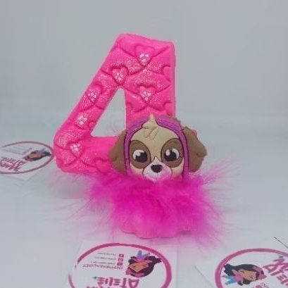 vela de aniversário feita em biscuit tema patrulha canina Skype
